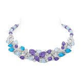 BELLUX High end Luxury Jewelry Fruit Leaf Carving Full Diamond Dream Violet Necklace Banquet Wedding 925 Silver Synthetic Zircon