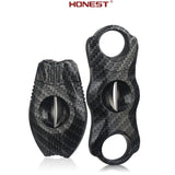 Carbon Fiber Pattern Cigar Scissors, V-Cut & Sharp Design - Portable Stainless Steel Cigar Cutter with Punch