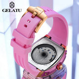 GELATU 6016 All Diamond Women Watch Silicone Waterproof Moonphase Chronograph Luxury Hollow Women All Automatic Mechanical Watch