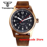 Tandorio Real Cusn8 Bronze Watch for Men 20Bar Waterproof Automatic Pilot Watch Vintage Wristwatch NH35A PT5000 Military Relojes