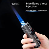 Men's Windproof Butane Torch Lighter - 4 Jet High Power Refillable Metal Cigar Lighter, Outdoor Camping Gift (Hot Sale)
