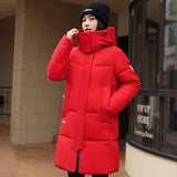 Winter Hooded Solid Women  Down Cotton Jacket 2025 New Warm Thicken Cotton Fashion Jacket Leisure Loose Women Long Coat