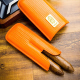 LUBINSKI Cigar Case Travel Humidor Portable 2 Holder Cigar Storage Bag Outdoor Leather Cigar Tube Gift Box