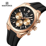 Montre de sport pour homme NAVIFORCE, étanche, avec bracelet en silicone, chronographe, de marque de luxe, à quartz lumineux.