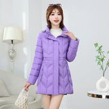Women Jacket 2025 Winter Parka New Cotton Clothes Mid Long Coats Down Jacket Korean Slim Warm Thick Women Hooded Puffer Parkas