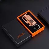 Metal Multi functional Keychain Windproof Jet Blue Flame Gas Lighter Outdoor Bottle Opener LED Transparent Window Cigar Lighters