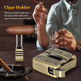 Cigar Cutter,4 in 1 Multifunction V Cut Cutter with Cigar Punch,Cigar Holder & Twin Nubber,Suitable for Max 60 Ring Gauge Cigars