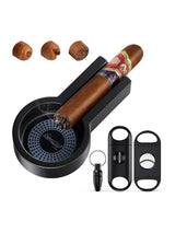 Cigar Ashtray with Cigar Cutter Set, Cigar Cutter V Cut, Cigar Punch, Portable Cigar Ashtrays for Outdoors Home and Office
