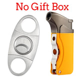 Galiner Lighters Metal Windproof Butane Gas Lighter Refillable Torch Jet Flame Cigar Lighter With Cigar Punch