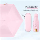 Mini paraguas de viaje compacto, sombrilla de cápsula con protección Uv, sombrilla ultraligera de 5 pliegues, Manual portátil