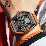 GELATU Men's Watches Trend Fashion Hollow Out Self-winding Automatic Mechanical Wristwatch Sapphire Mirror Waterproof Luminous
