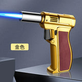 New Metal High Fire Spray Gun Windproof Jet Blue Flame Gas Lighter Safety Lock Switch Outdoor Camping BBQ Kitchen Cigar Lighters