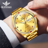 OUPINKE 3261 Mens Watch Automatic Mechanical Watch﻿ 50M Waterproof Watches For Men Sapphire Dual Calendar Watch Original Gifts