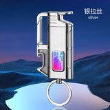 Metal Multi functional Keychain Windproof Jet Blue Flame Gas Lighter Outdoor Bottle Opener LED Transparent Window Cigar Lighters