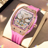 GELATU 6016 All Diamond Women Watch Silicone Waterproof Moonphase Chronograph Luxury Hollow Women All Automatic Mechanical Watch