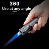 Men's Windproof Butane Torch Lighter - 4 Jet High Power Refillable Metal Cigar Lighter, Outdoor Camping Gift (Hot Sale)