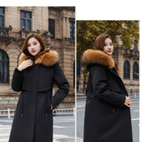 2025New Style Fashionable Temperament Women Long Coat with Detachable Faux Fox Fur Lining Winter Cotton-padded Jacket  Girl