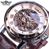 T-Winner Fashion Classic Roma Watch Men Gold Skeleton Watches Men Mechanical Hand Wind Wristwatches Cheap Price Reloj Hombre