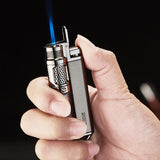 Visible Gas Window Flashlight Cigar Lighter Jet Butane Metal Turbo Windproof Lighter Portable Airbrush 1300C Men's Gadget