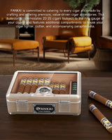Humidor Cigar Box,with Cutter Guillotine,V cut,Punch & Stand ,Glass top Cigars Case,Cedar Wood Lining, Humidifier Hygrometer