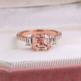 Provence Pink Diamond Ring 10KGold Asscher cut IGI Lab Grown Diamonds Rings for Women Luxury wedding bands Personalized Custom