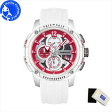 MARK FAIRWHALE 4360 Reloj de moda para hombre, correa de silicona, cronógrafo, resistente al agua, relojes de cuarzo para hombre, caja de regalo, Reloj Hombre