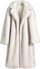 Gradient Winter Women's Long Fur Jacket Lapel Collar Faux Fox Outwear For Lady Comfortable Hair Thickened Female's Eco Fur Coat