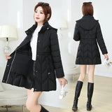 Women Jacket 2025 Winter Parka New Cotton Clothes Mid Long Coats Down Jacket Korean Slim Warm Thick Women Hooded Puffer Parkas