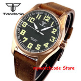 Tandorio Real Cusn8 Bronze Watch for Men 20Bar Waterproof Automatic Pilot Watch Vintage Wristwatch NH35A PT5000 Military Relojes