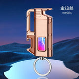 Metal Multi functional Keychain Windproof Jet Blue Flame Gas Lighter Outdoor Bottle Opener LED Transparent Window Cigar Lighters