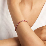 9K/14K/18K Rose Gold Lab Ruby Diamond Bracelet Pear Lab Ruby and Round Lab Diamond Bracelet Jewelry Women Luxury High Quality