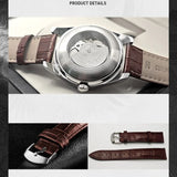 Automatic Mechanical Watch Tourbillon Series, Steel Case 40mm Diameter 15mm Thickness, Leather Strap 3ATM