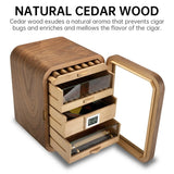 Humidor Cabinet Handmade Humidor Box Cedar Desktop Box Hygrometer Cedar Wooden Cigar Humidor Case with Transparent Display