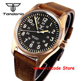 Tandorio Real Cusn8 Bronze Watch for Men 20Bar Waterproof Automatic Pilot Watch Vintage Wristwatch NH35A PT5000 Military Relojes