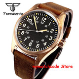 Tandorio Real Cusn8 Bronze Watch for Men 20Bar Waterproof Automatic Pilot Watch Vintage Wristwatch NH35A PT5000 Military Relojes