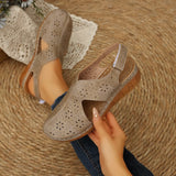Summer Women 2026 Sandals Platform Fashion Sandals Hollow Out Buckle Roman Style Shoes Women Lightweight Slip-On Shoes Ladies