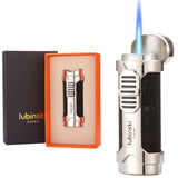 LUBINSKI Torch Lighter Windproof Jet Gas Cigar Lighter Top Cigar Holder Smoking Gift Set With Gift Box