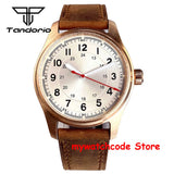 Tandorio Real Cusn8 Bronze Watch for Men 20Bar Waterproof Automatic Pilot Watch Vintage Wristwatch NH35A PT5000 Military Relojes