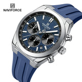 Montre de sport pour homme NAVIFORCE, étanche, avec bracelet en silicone, chronographe, de marque de luxe, à quartz lumineux.