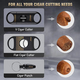 Cigar Ashtray with Cigar Cutter Set, Cigar Cutter V Cut, Cigar Punch, Portable Cigar Ashtrays for Outdoors Home and Office