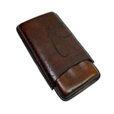 Genuine leather Carved Handmade Cigar Tube 2/3 Slots Portable Travel Cigar Case Leather Humidor Bag