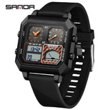 SANDA 6210 Top Brand Silicone Strap Fashion Men's  Electronic Watch Intelligent Temperature Gauge for Men's Electronic Watch