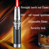 1300℃ Spray Gun Turbo Metal Red Flame Gas Lighter Kitchen Cooking Smoking Accessories Windproof BBQ Cigar Lighters