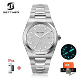 BETTIMER 2025 New Men's Mechanical Watches PT5000 Automatic Business 100m Waterproof BGW-9 Stainless Steel Clock watches for men