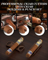 Humidor Cigar Box,with Cutter Guillotine,V cut,Punch & Stand ,Glass top Cigars Case,Cedar Wood Lining, Humidifier Hygrometer