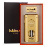 LUBINSKI 2 Fire Torch Lighter Cigar V Cutter Punch Metal Butane Gas Cigar Lighters With Needles Dredge Cigar