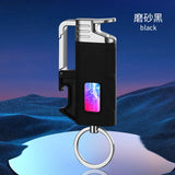 Metal Multi functional Keychain Windproof Jet Blue Flame Gas Lighter Outdoor Bottle Opener LED Transparent Window Cigar Lighters