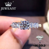 Anillo de oro puro de 18 quilates con diamante natural, hermoso anillo de piedras preciosas, alta gama, moderno, clásico, para fiestas, joyería fina, gran venta, nuevo 2025