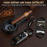 Cigar Ashtray with Cigar Cutter Set, Cigar Cutter V Cut, Cigar Punch, Portable Cigar Ashtrays for Outdoors Home and Office