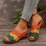 Summer Contrast Color Wedge Sandals for Women 2025 Comfortable Thick Sole Beach Slippers Woman Casual Anti Slip Outdoor Slides